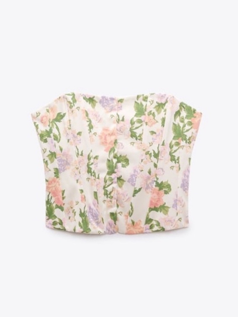 Zara Pink Floral Strapless Corset Top